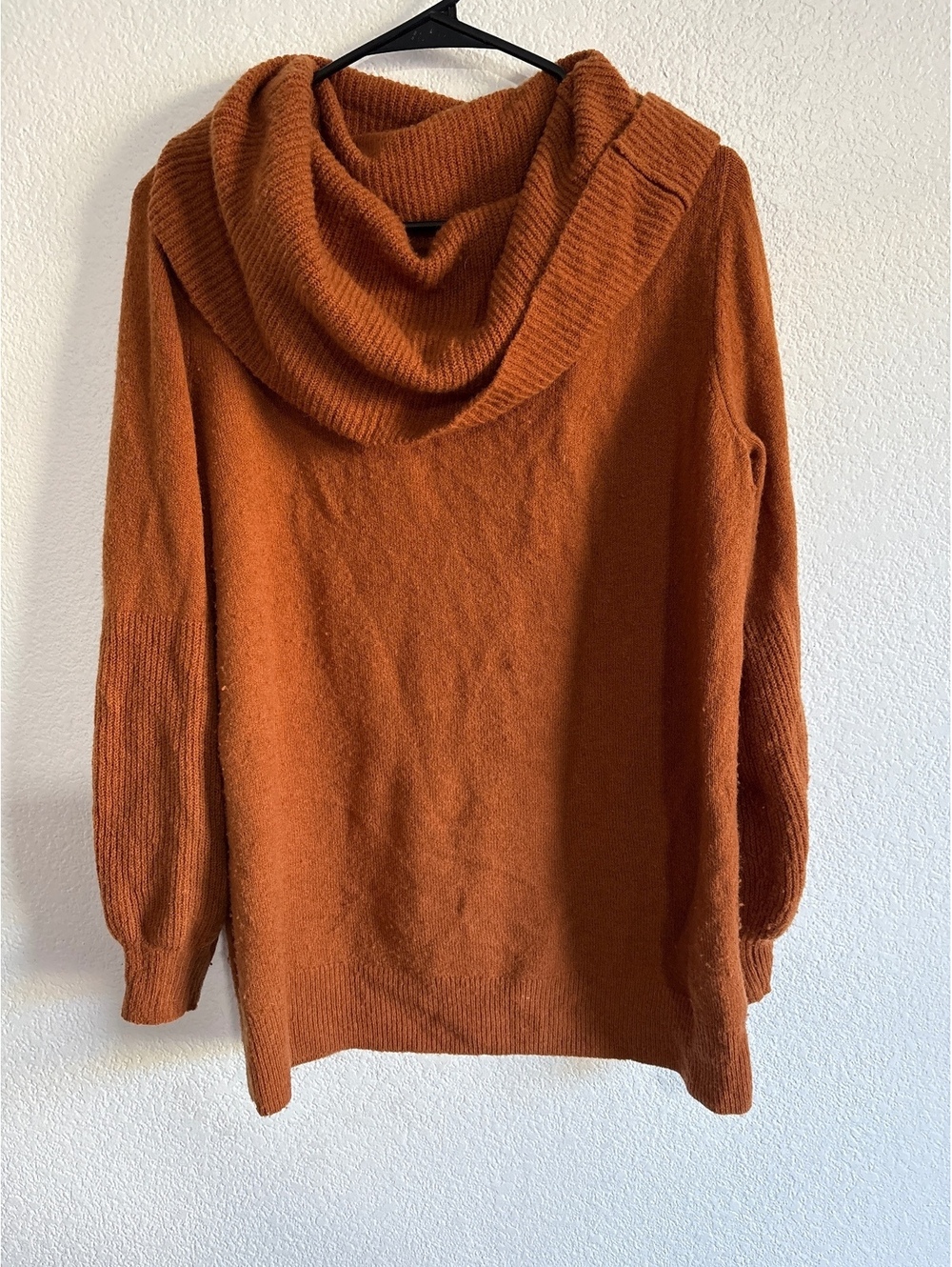 Anthropologie Cozy Rust Orange Cowl Neck Sweater, Size Large